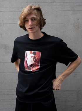 潮物Woo Yardsale Rabid Tee 25SS 斗牛犬印花纯棉男女短袖T恤潮