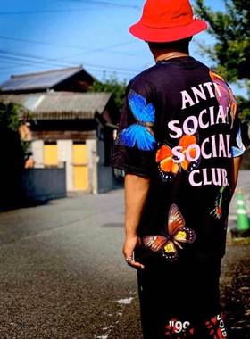 潮物Woo ASSC Ashton Tee 蝴蝶印花中性风情侣短袖T恤男女街头潮