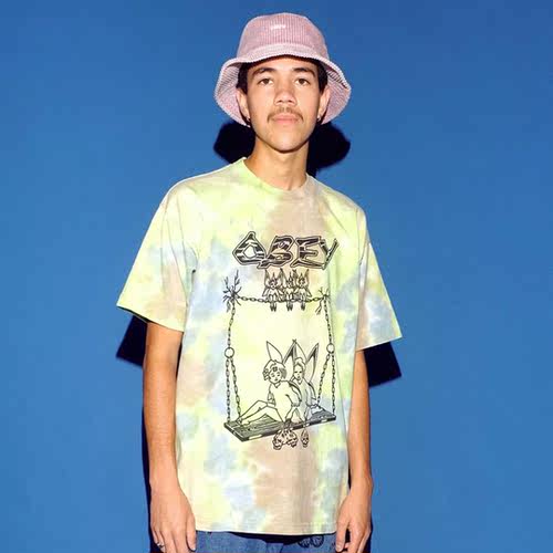 现货 OBEY Cast Out Tee 扎染精灵插画印花情侣纯棉短袖T恤男女潮