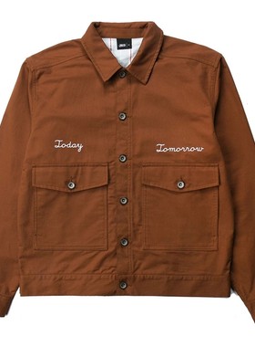 潮物Woo Publish Script Jacket 刺绣Logo复古口袋夹克情侣外套潮