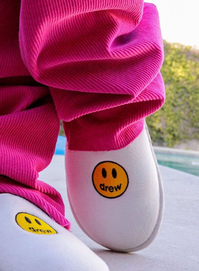 现货 Drew House Mascot Slipper 笑脸刺绣情侣酒店拖鞋男女潮