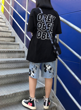 【清仓】Obey Jumbled Eyes Tee 印花logo情侣宽松百搭短袖T恤潮