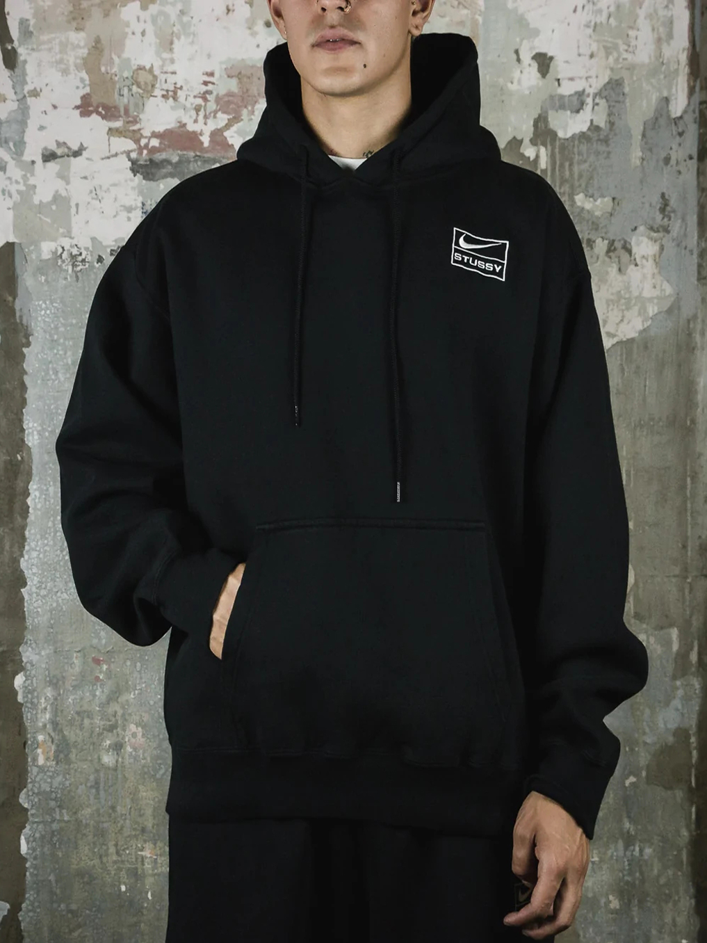 现货正品 Stussy x Nike倒钩联名刺绣加绒卫衣帽衫 DN4029-010-封面