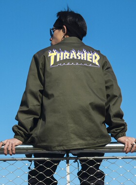 【特价】 Thrasher Flame Twill Jacket 日版火焰厚帆布教练夹克