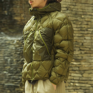 Jacket Down 绗缝菱格户外山系轻量连帽羽绒服夹克外套 Light ROA