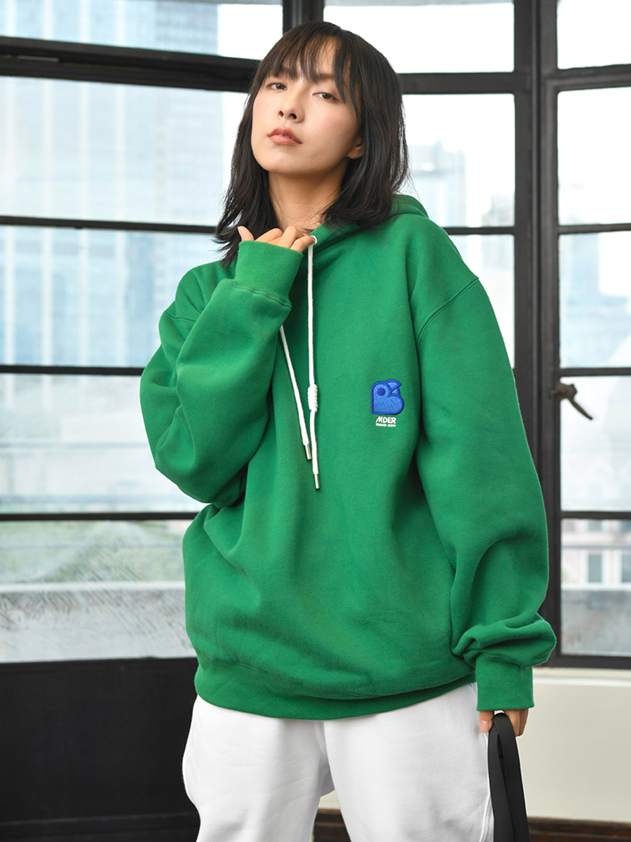 MINDERROR刺绣小鸟加绒帽衫