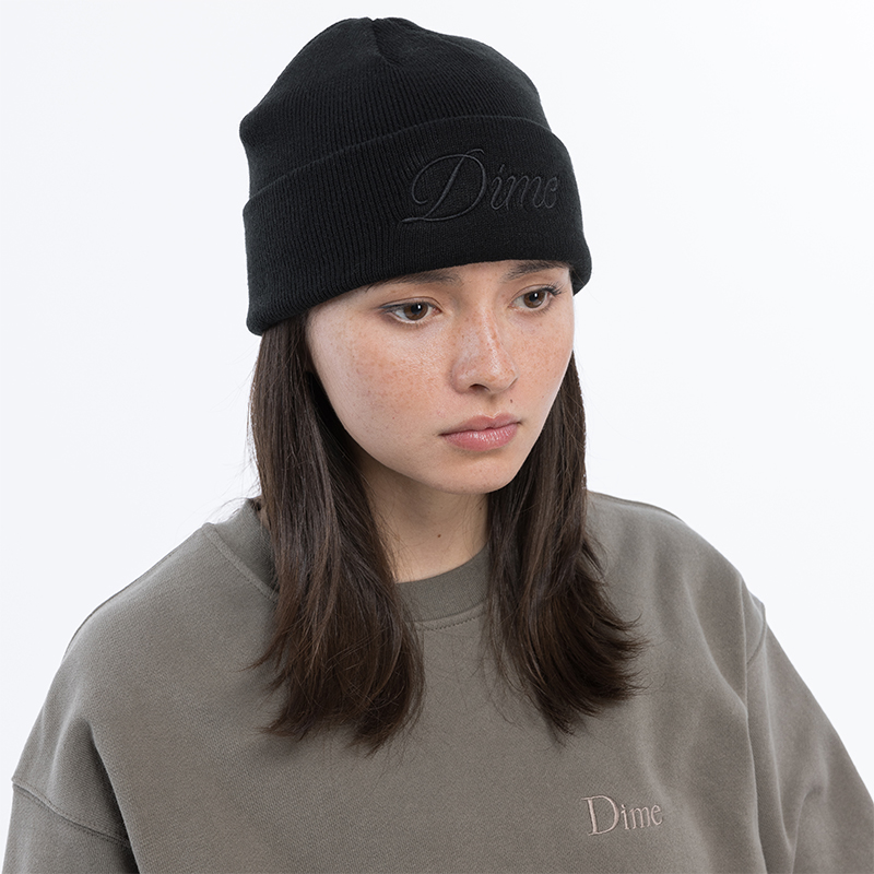 Dime MTL Cursive Beanie 经典卷边冷帽高弹力保暖针织毛线帽子