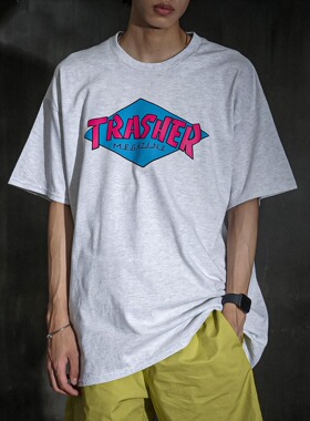 Thrasher x Parra Trasher Tee 火焰联名印花滑板运动宽松短袖T恤
