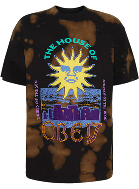 潮物Woo Obey The House Of Obey Tee 扎染太阳印花情侣短袖T恤潮