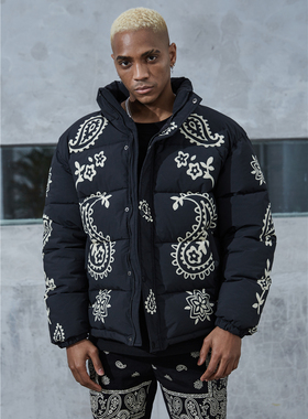 潮物Woo Profound支线 复古民族风 腰果花 加厚羽绒棉服宽松外套