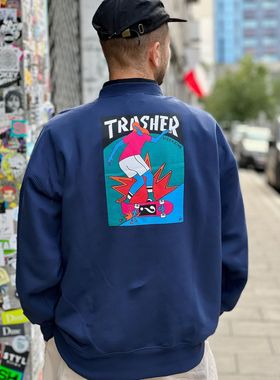 Thrasher x Parra Hurricane Crewneck 火焰联名滑板加绒运动卫衣