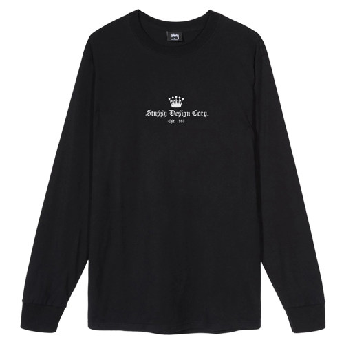 Stussy皇冠印花长袖情侣T恤男女