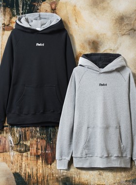 Rokit Overtime Hoodie 解构双帽中性风连帽衫印花情侣卫衣男女潮