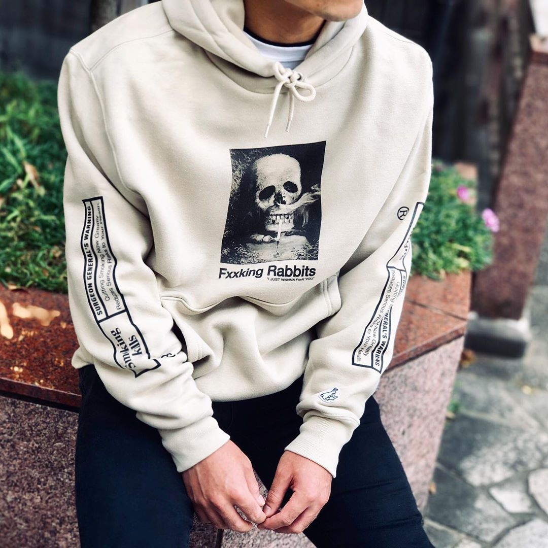 FR2兔子骷髅印花卫衣帽衫外套