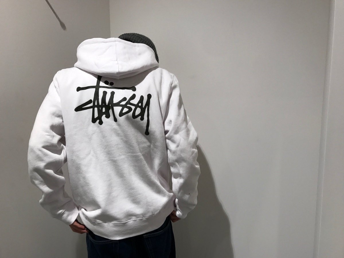 【现货正品】Stussy Basic Logo Hoodie 金C 白