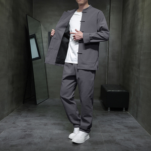 DY38* 风汉服唐装居士服内里抗皱长裤长袖棉麻加厚套装 *P95图片