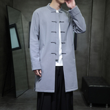 W208*风立领中长款风衣外套复古长衫禅服盘扣唐装*P95，男装风衣，星座1516（原B303）
