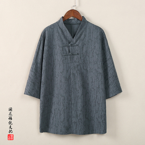 T910* 风暗纹提花古风复古中袖T恤男士禅服居仕服 *P55图片