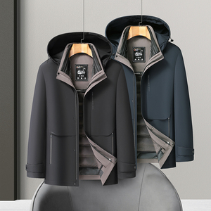 ET158*白鹅绒服中年男士羽绒服冬装外套可脱卸内胆厚送爸爸 *P245图片