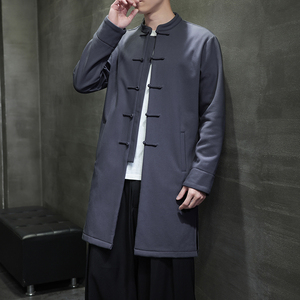 W208* 风立领中长款风衣外套复古长衫禅服盘扣唐装 *P95图片