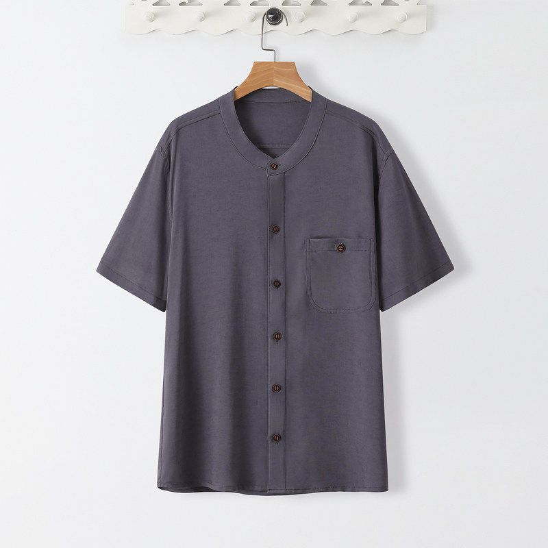 TS10* 夏季风短袖立领纯色薄款凉感衬衫居仕服 *P60图片