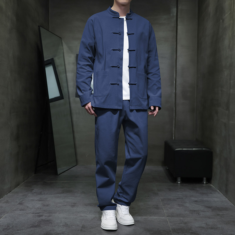 DY38*风汉服唐装居士服内里抗皱长裤长袖棉麻加厚套装*P95,男装休闲套装,星座1516（原B303）