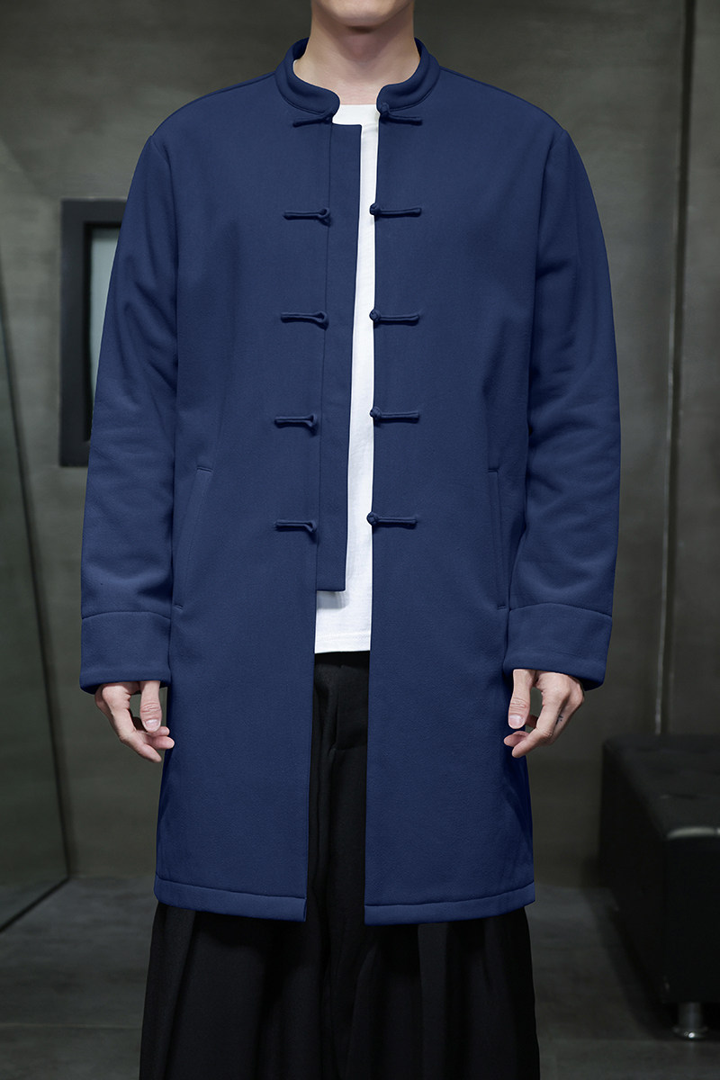 W208*风男士立领中长款风衣外套复古禅服盘扣唐装*P95,男装风衣,星座1516（原B303）