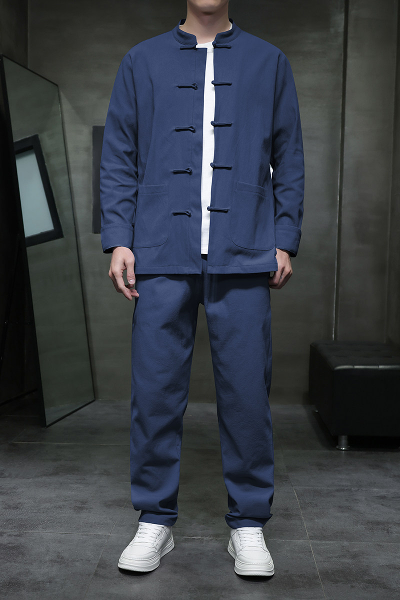 DY38*风汉服唐装居士服内里抗皱长裤长袖棉麻加厚套装*P95,男装休闲套装,星座1516（原B303）