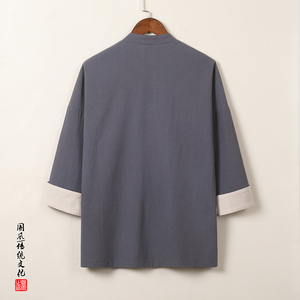 T915* 风盘扣唐装茶服中袖古风开衫纯色居仕服禅服 *P55图片