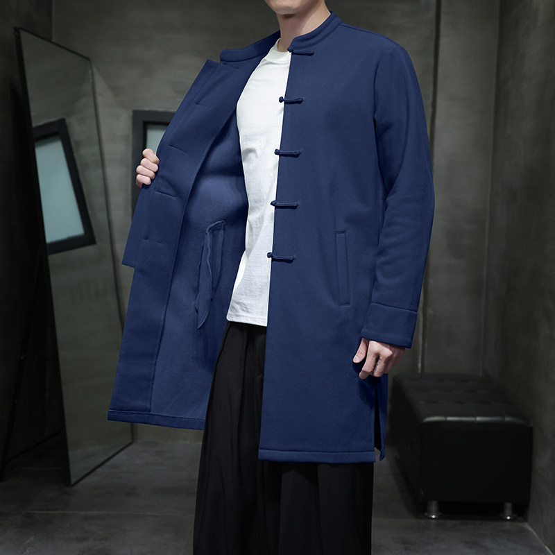 W208*风立领中长款风衣外套复古长衫禅服盘扣唐装*P95,男装风衣,星座1516（原B303）