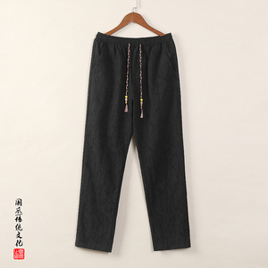 DK58* 风男士直筒休闲裤提花宽松风透气古风无弹长裤 *P50图片