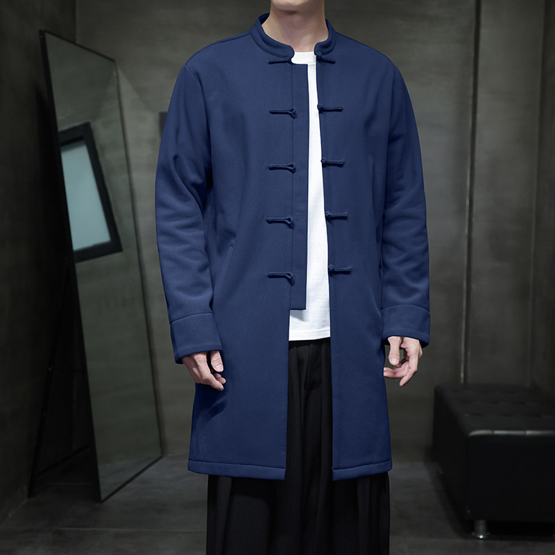 W208*风立领中长款风衣外套复古长衫禅服盘扣唐装*P95,男装风衣,星座1516（原B303）