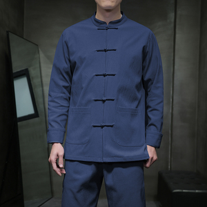 DY38* 风汉服唐装居士服内里抗皱长裤长袖棉麻加厚套装 *P95图片