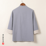 T915*风盘扣唐装茶服中袖古风开衫纯色居仕服禅服*P55，男装民族服装，星座1516（原B303）