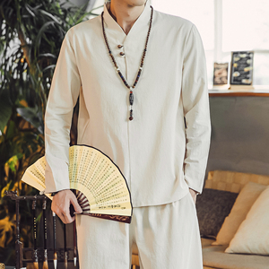 DY15* 男士棉麻透气复古风长袖套装禅服居仕服 *P70图片