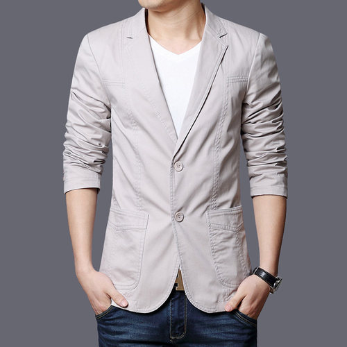 薄款纯棉男士免烫休闲英伦小西装