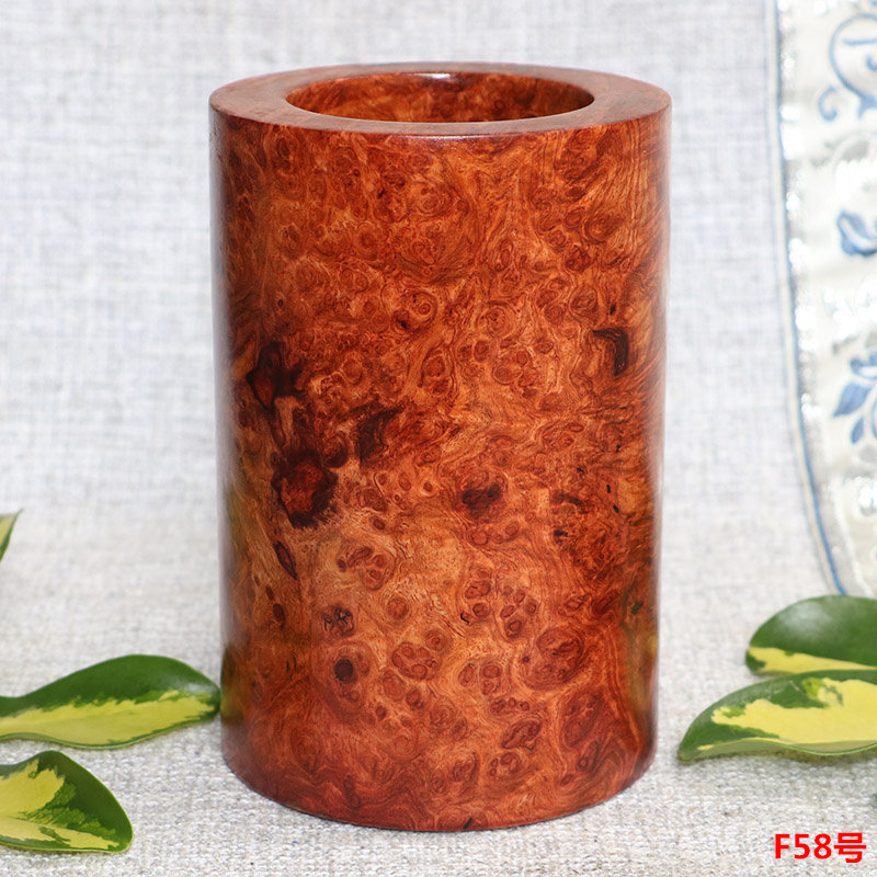 红木文房摆件工艺品 缅甸花梨木瘿木树瘤漂亮整木精品笔筒F58