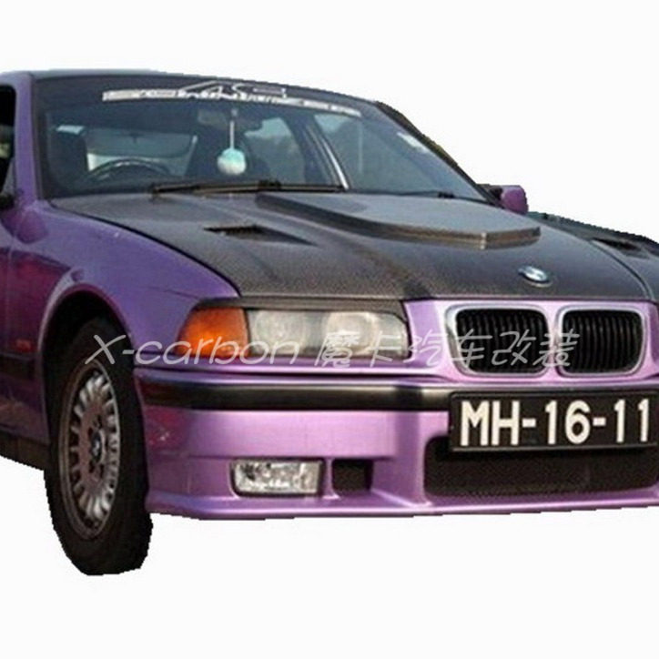 宝马3系E36四门改装碳纤维开孔机盖 E36升级碳纤轻量化引擎盖头盖