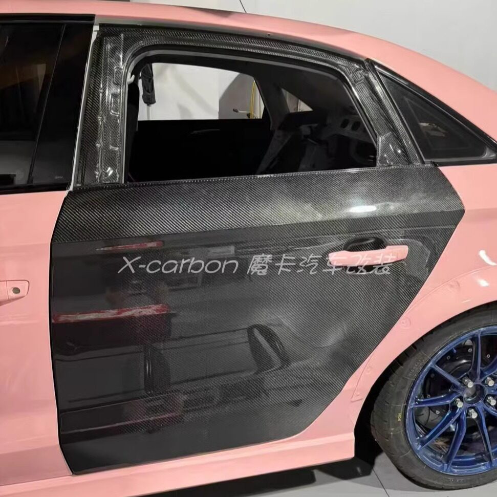 奥迪A3改装碳纤维轻量化车门板 Audi A3 S3赛车改装碳纤车门 替换