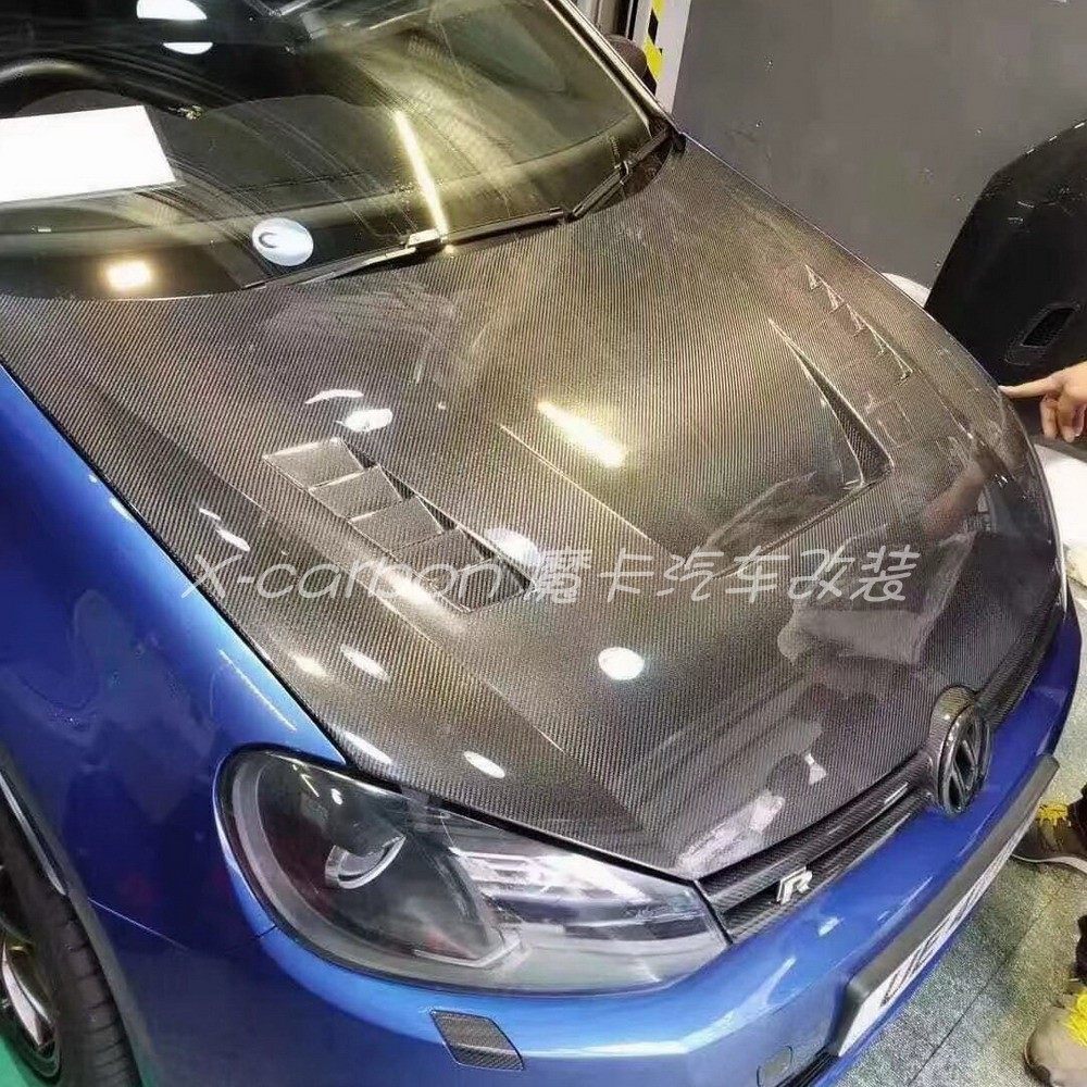 大众高尔夫6代改装碳纤维开孔机盖 GOLF 6GTI碳纤维引擎盖车头盖