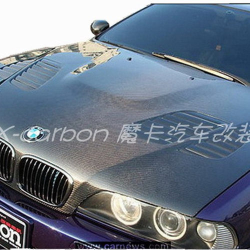 宝马老款5系E39改装碳纤维M5款开孔机盖 宝马E39碳纤轻量化引擎盖