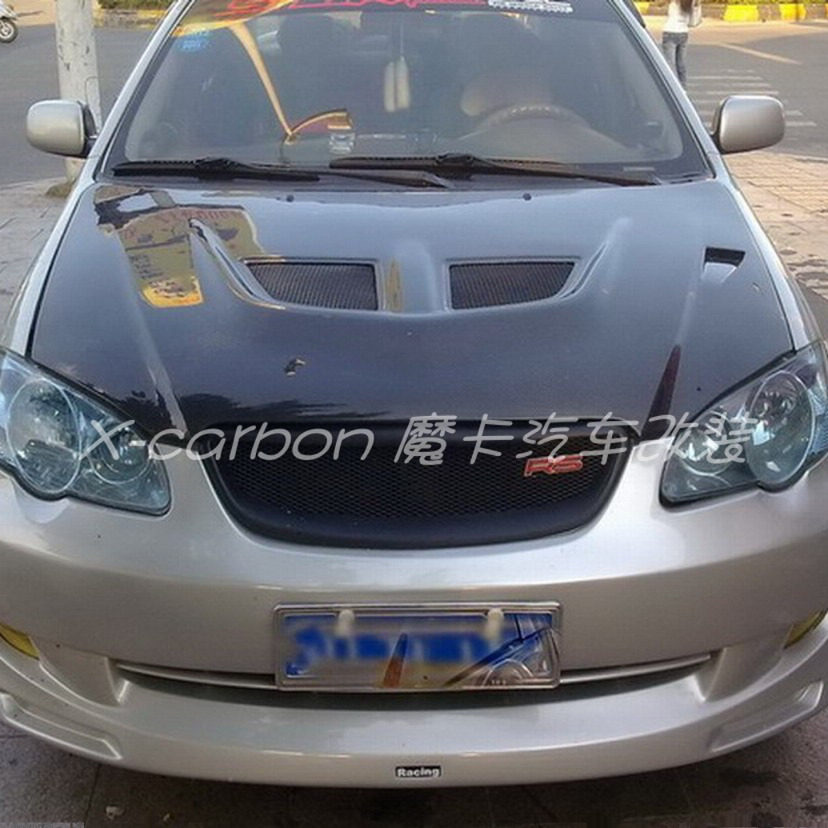 适用比亚迪F3R改装碳纤维开孔机盖 BYD F3碳纤轻量化引擎盖车头盖