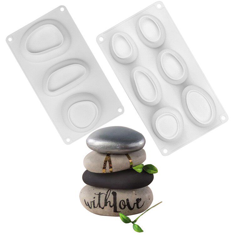 六孔3孔鹅卵石模具鹅卵石手工皂烘焙蛋糕蜡烛水晶滴胶石头硅胶模