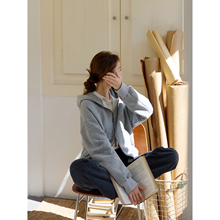 「MISAZ」软fufu~连帽懒人卫衣外套 双拉链宽松运动针织帽衫