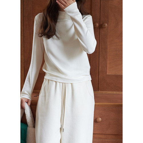 MISAZ糯叽叽半高领抓绒内搭T恤