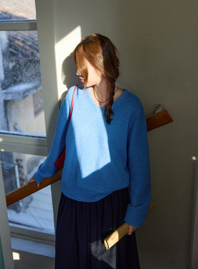 「MISAZ」 颜色超美~亮色系百搭V领套头毛衣 治愈感彩色羊毛衫