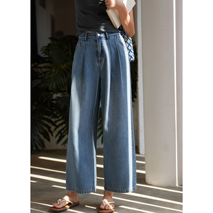 收胯显瘦阔腿九分裤 「MISAZ」 柔软复古牛仔裤 薄款 天丝凉感