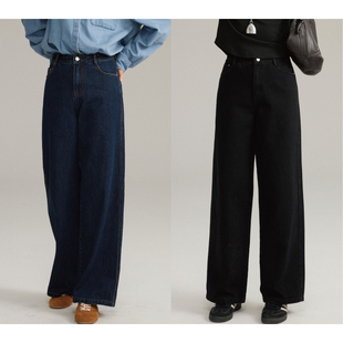 双色版 复古深色系阔腿长裤 本 牛仔直筒裤 秋季 「MISAZ」显瘦ACE