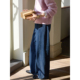「MISAZ」两色可选 抓绒拼接牛仔直筒长裤 侧缝分割巨显瘦 冬季