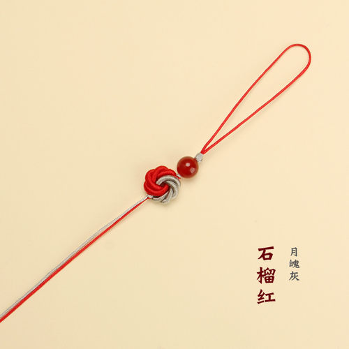双色曼陀罗结手机挂绳diy半成品 桃花挂绳手工编织车挂配黄金翡翠
